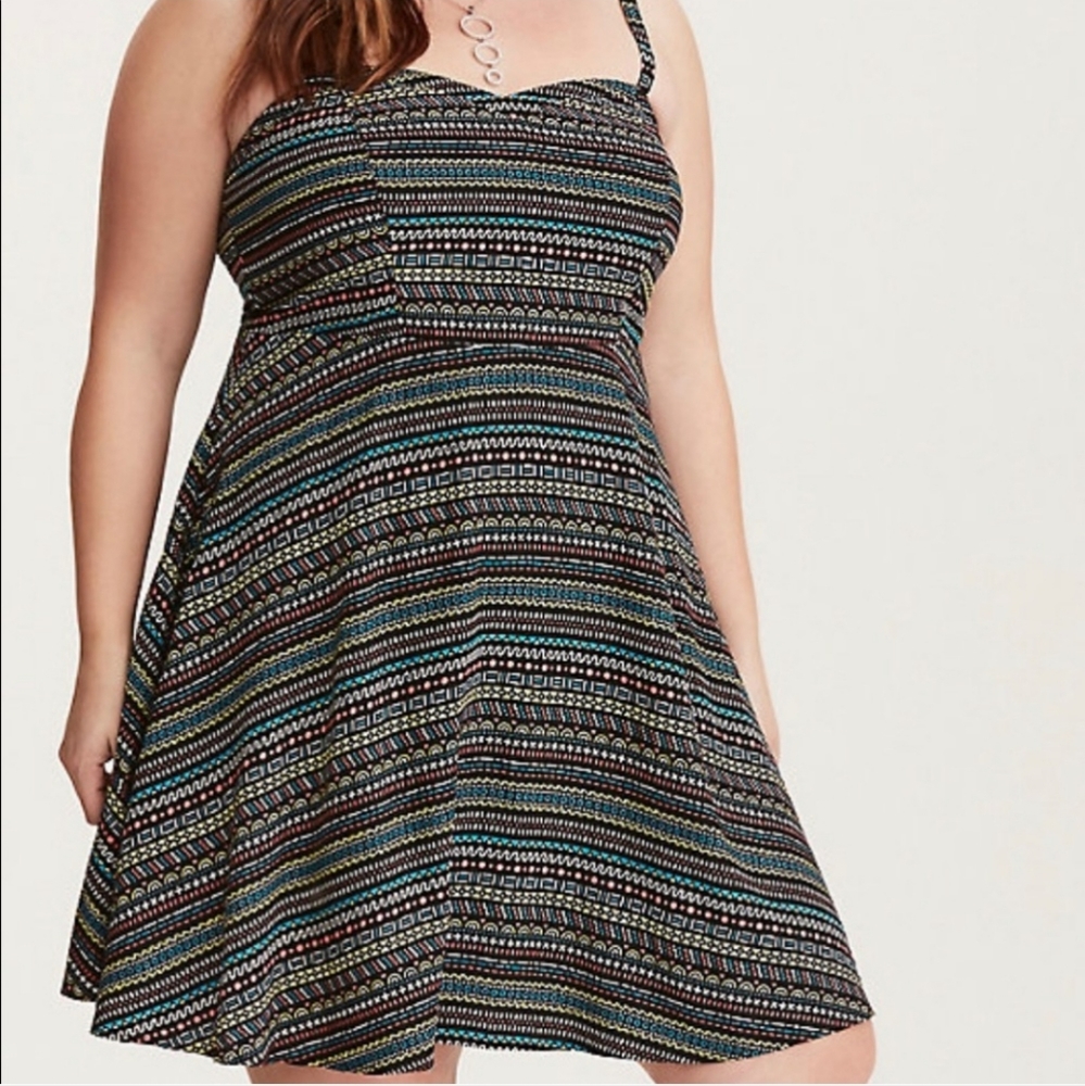 Torrid Multicolor Pattern Spaghetti Strap Smock C… - image 2